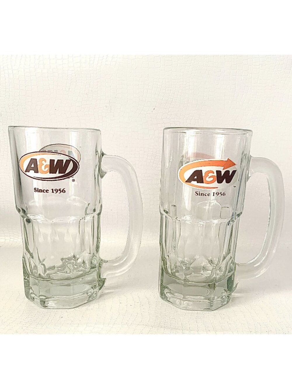 2 A&W Root Beer Mugs Advertising 1980's Vintage Barware
